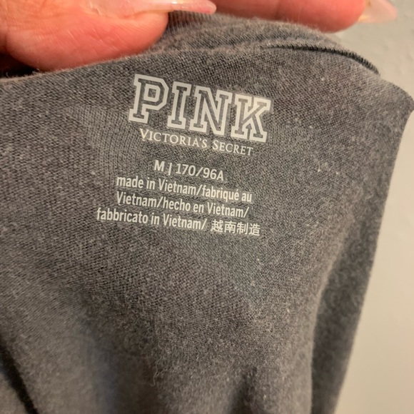 Victoria’s Secret pink grey cropped long sleeve t-shirt size med nwt# - Picture 3 of 3